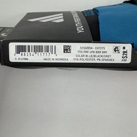 adidas NEW 4-Pack Youth Performance Underwear Boxer Briefs Small Blue Black Gray - Picture 5 of 5